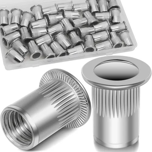 Vista 12 de Tuerca de remache UNC de 1/2 ''-13, 10 piezas de acero inoxidable 304 cabeza plana remache roscado inserto Nutsert