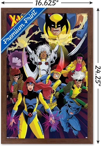 Vista 3 de Trends International Marvel Comics - The X-Men - Póster de pared impresionante, 14.725 x 22.375 pulgadas, versión enmarcada de caoba