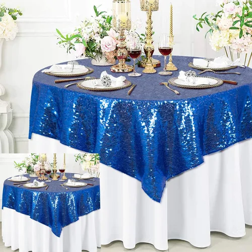 Vista 31 de ShinyBeauty Mantel Cuadrado Pequeño de 36 x 36 Pulgadas Mantel de Lentejuelas Azul Bebé Cubierta de Mesa con Purpurina Superposición Cuadrada