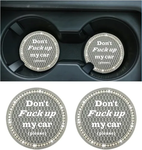 Vista 21 de 2 piezas posavasos brillantes para coche, 2.75 pulgadas insertos antideslizantes para portavasos, posavasos de cristal con diamantes de imitación