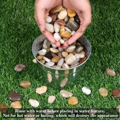 Vista 5 de GRISUN Rocas de río de 15 libras para plantas, piedras decorativas naturales para paisajismo de jardín/acuario/decoración del hogar, relleno