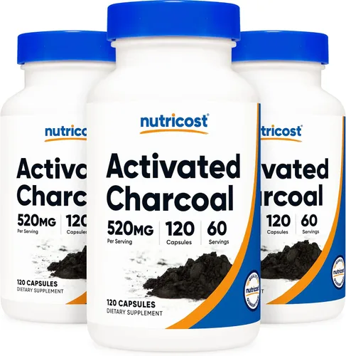 Vista 6 de Nutricost Carbón activado de 520 mg, 120 cápsulas – Polvo premium, sin OMG y sin gluten