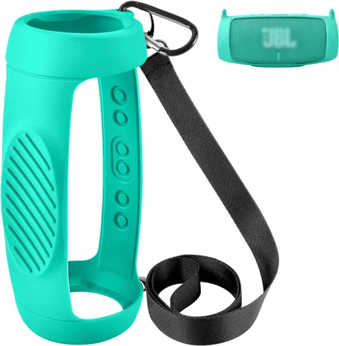 Vista 8 de Funda de silicona para JBL Charge 5, altavoz Bluetooth portátil impermeable, cubierta protectora de gel suave para viajes, funda de goma impermeable