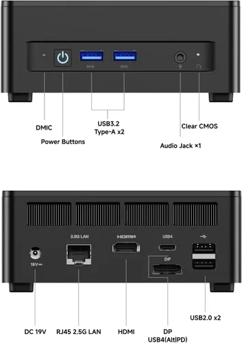 Vista 7 de MINISFORUM DeskMini UM690L Slim Mini PC AMD Ryzen 9 6900HX PC pequeña, 16 GB LPDDR5 RAM+512 GB PCIe4.0 SSD, salidas HDMI/DP/USB4, LAN 2.5G, WiFi 6E
