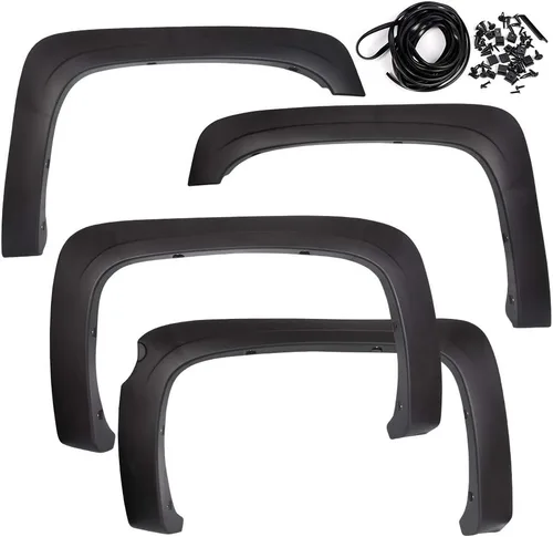 Vista 28 de CROSSDESIGN 4 guardabarros con canards delanteros compatibles con Chevy Camaro ZL1 2010-2015 MB estilo negro