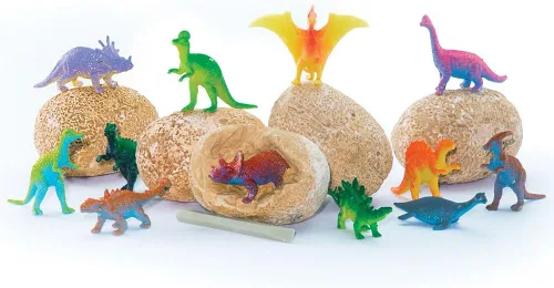 Vista 2 de I Dig It! Dinos - 24 huevos de dinosaurio Recuerdos de fiesta de cumpleaños Rellenos de calcetines Coleccionables Set de regalo Bolsas