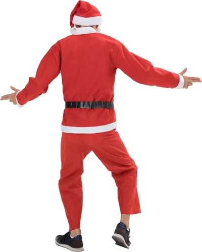 Vista 3 de FantastCostumes Conjunto de disfraces de Papá Noel de Navidad para hombre, color rojo