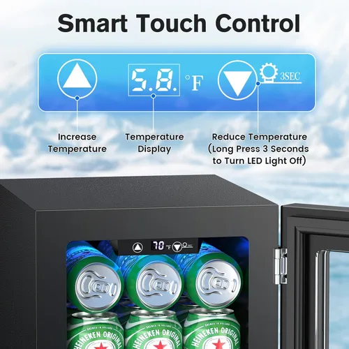 Vista 3 de Electactic - Refrigerador para bebidas de 24 latas, mini refrigerador de mostrador para refrescos, cerveza en lata, control de temperatura digital