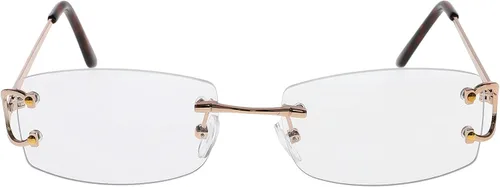 Vista 3 de FLAWLESS EYEWEAR Gafas de sol pequeñas y estrechas sin montura a la moda rectangulares lentes tintados de los años 90 sin marco para mujeres