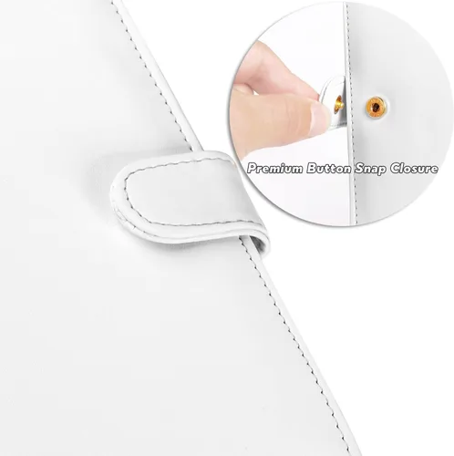 Vista 6 de LOLOMLO Cubierta de cuero de la PU para registrar cheques duplicados, soporte de chequera de bloqueo RFID, Blanco, Estilo Billetera