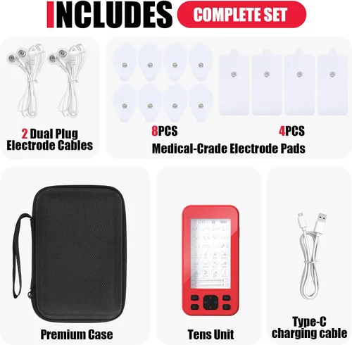 Vista 7 de TENS Unit Estimulador muscular, máquina estimuladora TENS y EMS 3 en 1 con 24 modos y 20 niveles, masajeador EMS recargable para alivio del dolor