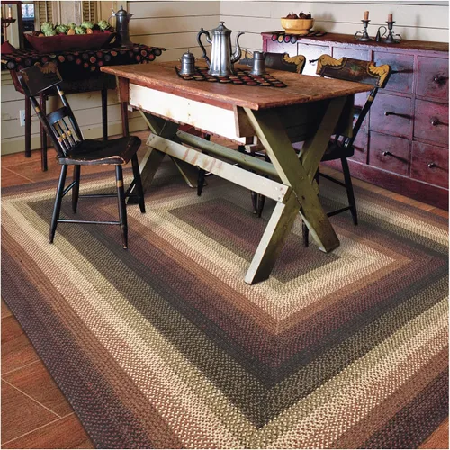 Vista 53 de Homespice Apple Pie - Alfombra ovalada roja de 2 x 3 pies, alfombra de cocina trenzada para decoración primitiva y rústica, reversible, yute sin