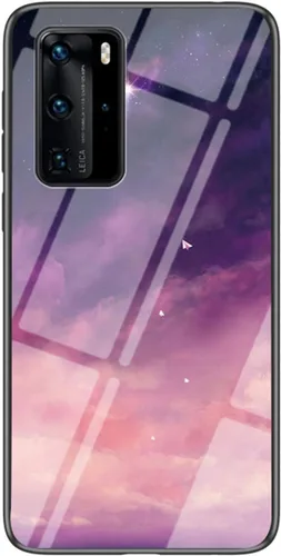 Vista 9 de IVY Funda de cristal templado cielo estrellado para Huawei P40 Pro+ Plus Case - A