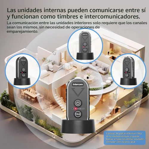 Vista 4 de PANDAR - Sistema de intercomunicación inalámbrico, timbre de largo alcance inalámbrico hasta 6,561.7 ft, timbre inalámbrico con intercomunicador