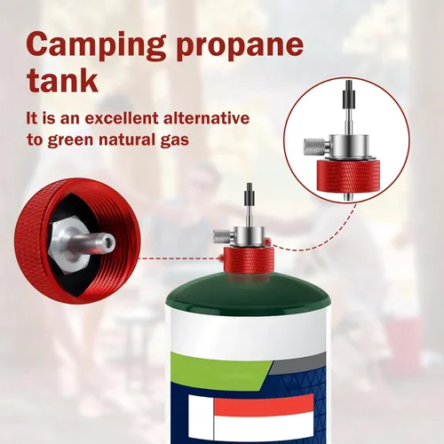 Vista 5 de Adaptador de llenado de propano Airsoft, válvula de conector de tanque de gas verde sin fugas, adaptador de tanque de propano reutilizable