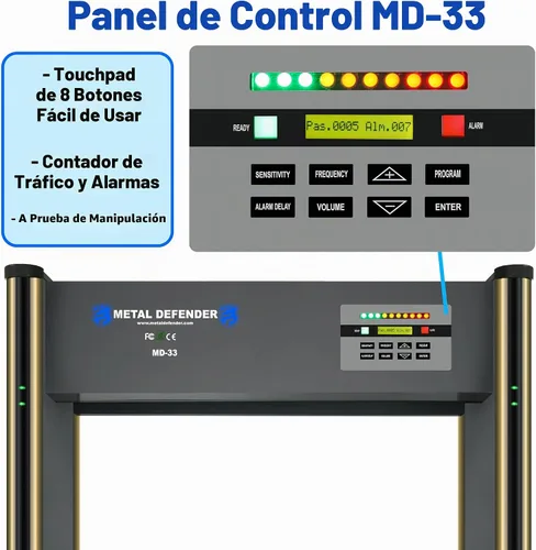 Vista 2 de Metal Defender Detector de metales de paseo de 33 zonas MD-33