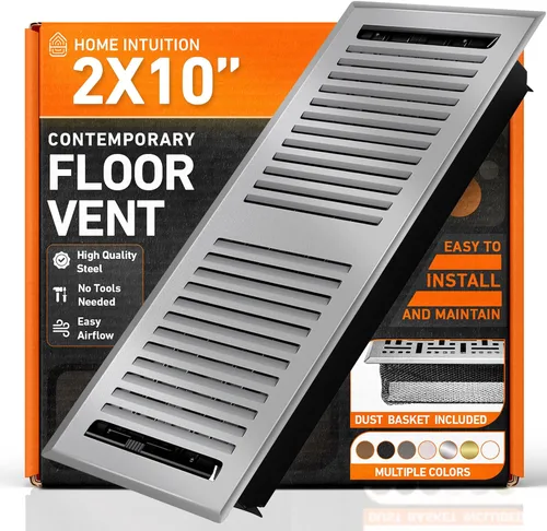 Vista 36 de Cubiertas de ventilación de piso 2X10 Registro de piso con trampa de malla, calor y aire, ventilación de piso de metal transitable para conducto