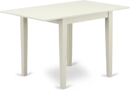 Vista 3 de East West Furniture 1NDEN3-LWH-06 - Juego de mesa de comedor de 3 piezas que contiene una mesa rectangular con gotas y 2 sillas tapizadas de tela