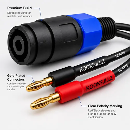 Vista 6 de Adaptador de cable de altavoz, conector banana de 0.157 in a conector hembra Speakon, cable de audio profesional de 12 AWG para amplificadores