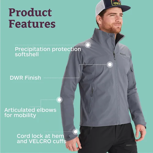 Vista 4 de MARMOT Men's Alsek Jacket - Softshell Jacket, Lightweight & Water-Resistant for Layering on the Trail