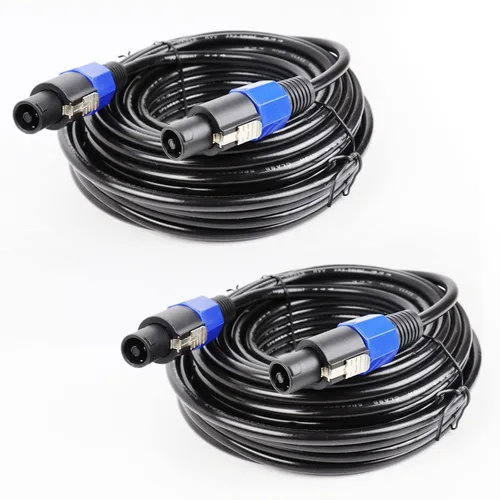 Vista 9 de HBU Paquete de 2 cables Speakon True de 4 conductores de 3 pies, cable Speakon de 4 polos a SpeakON - Amplificador de escenario PA DJ de 12 AWG a