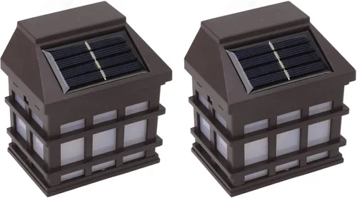 Vista 2 de Fafeicy 2 unids luz blanca LED solar luces de pared al aire libre impermeable panel lámpara de pared decorativa para patio jardín villa