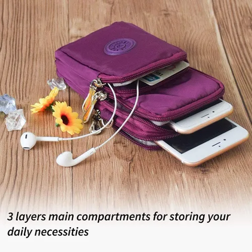 Vista 3 de WITERY Mini bolso cruzado para mujer, bolso de muñeca para teléfono celular, bolso de hombro para mujer, cartera de bolsillo múltiple para mujer