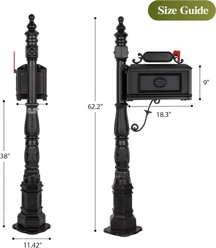Vista 3 de Buzón de correo decorativo Polar Aurora Barcelona Post Stratford, resistente, de aluminio fundido (negro)