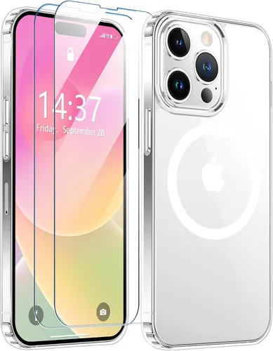Vista 223 de SPIDERCASE Funda magnética translúcida diseñada para iPhone 11, con 2 protectores de pantalla de vidrio templado, antihuellas, para iPhone 11 de 6.1