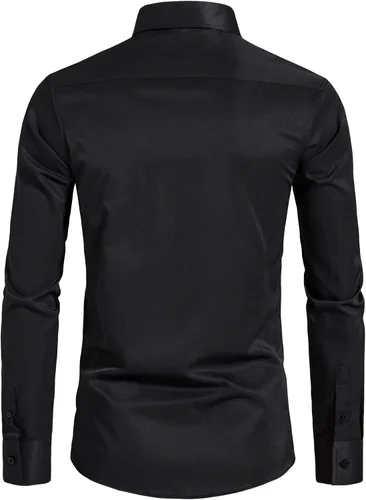 Vista 2 de VANCOOG Camisas de vestir casuales de manga larga para hombre