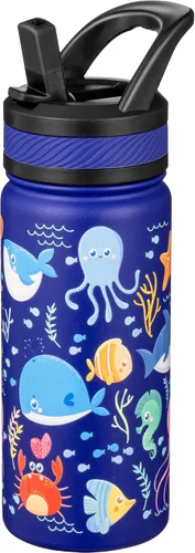 Vista 25 de Fanhaw Botella de Agua Aislada para Niños de 18 Oz con Tapa de Pajita – Acero Inoxidable de Doble Pared al Vacío, A Prueba de Fugas, Botellas