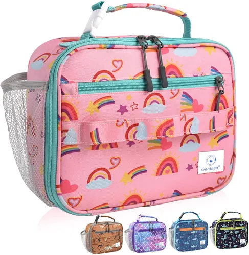 Vista 17 de Genteen Paquete de 2 bolsas de almuerzo suaves aisladas con doble cremallera, resistente, congelable y reutilizable para niños, hombres