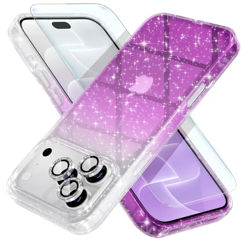 Vista 35 de Choiche, funda para iPhone 14 de mujer, brillante, protección de grado militar, 2 cubiertas de lentes de cámara Diamond, 2 protectores de vidrio