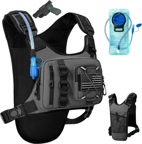 Vista 8 de Outdoor Hydration Vest for Running & Hiking, Lightweight Breathable Water Backpack with 2.0L Bladder, Bounce-Free Chest Pack for Marathon, Cycling
