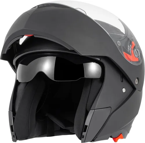 Vista 9 de DOT Approved Modular Flip-Up Dual Visor Motorcycle Full Face Helmet for Adults Men & Women with 2 Removable Visors (1 Clear + 1 Tinted)，Suitable for