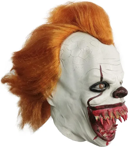 Vista 2 de Máscara de payaso de arte de Halloween, película de terror, accesorios de cosplay, fiesta temática, accesorios de mascarada