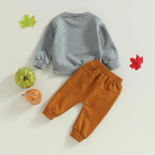 Vista 9 de Karwuiio Conjunto de disfraz de Halloween para bebé, sudadera de manga larga y pantalones para otoño