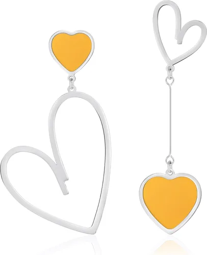 Vista 7 de Linawe Mismatched Heart Dangle Earrings for Women Trendy