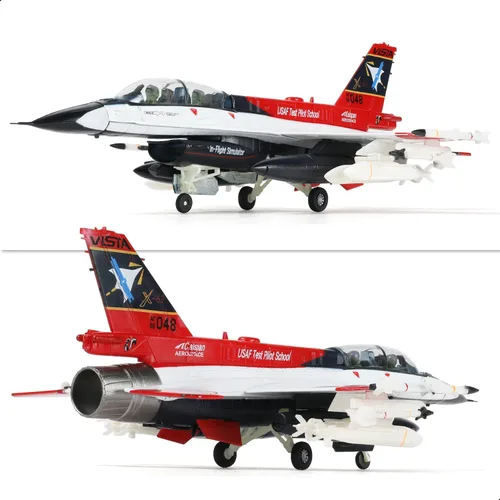 Vista 3 de NUOTIE 1/72 F-16D X-62 Vista Fighter Modelo Pre-Construido Escuela de Pilotos de Pruebas de la USAF Modelo de Avión de Combate de Aleación Metálica