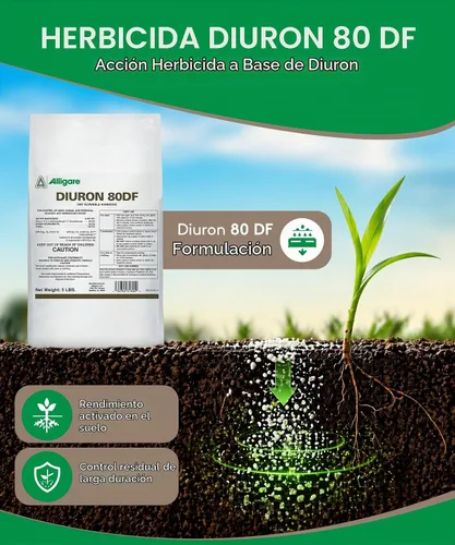 Vista 2 de Alligare Diuron 80 DF Herbicida – Herbicida pre y posemergente para áreas industriales y no cultivadas – Controla hierba de cangrejo, raigrás