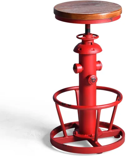 Vista 11 de LOKKHAN American Antique Steampunk Deco Taburete de bar industrial vintage retro elegante diseño de boca de incendios ajustable giratorio