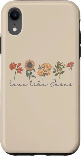 Vista 25 de Love Like Jesus - Carcasa para iPhone 17, diseño de flores y texto bíblico, religioso