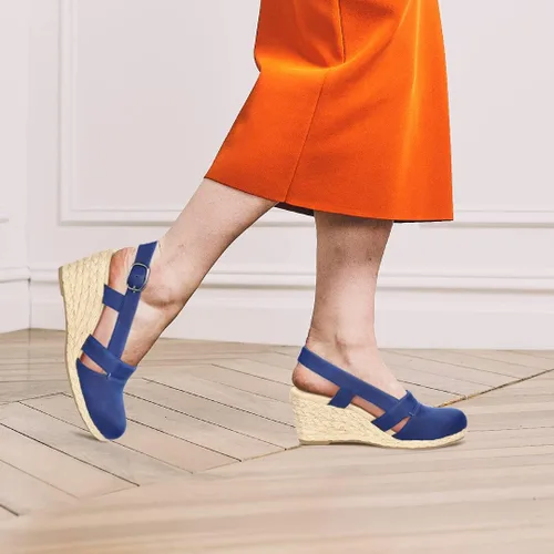 Vista 2 de Juliet Holy Sandalias de cuña para mujer, alpargatas con plataforma y puntera cerrada