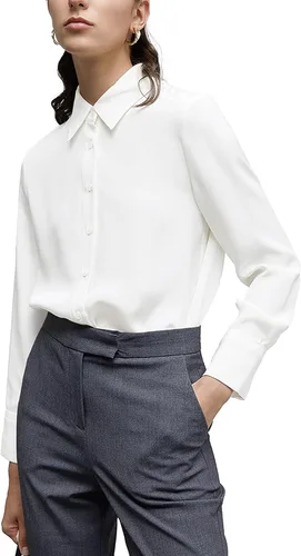 Vista 2 de Blusa clásica de gasa con botones para mujer, manga larga, cuello
