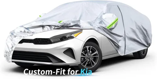 Vista 9 de Funda a medida para automóvil Kia, 7 capas de cubierta impermeable para automóvil, para todo tipo de clima, para exteriores, cubierta completa