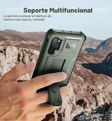 Vista 5 de Dexnor Funda para Samsung Galaxy Note 10+ Plus, [protector de pantalla y soporte integrados] Protección de grado militar de servicio pesado a prueba