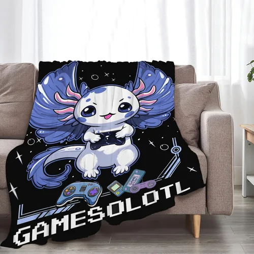 Vista 8 de Tijuboni Axolotl Manta de Juegos para Videojuegos, Regalos de Juegos para Niñas, Niños, Mujeres, Hombres, Niños y Adultos, Manta Suave de Franela