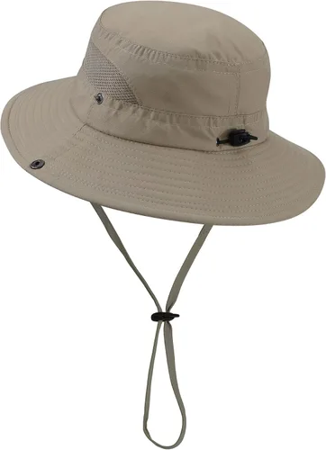 Vista 3 de Sombrero de sol para niños, ala ancha, sombrero de safari para niños, protección solar UPF 50+, sombrero de cubo para niños y niñas