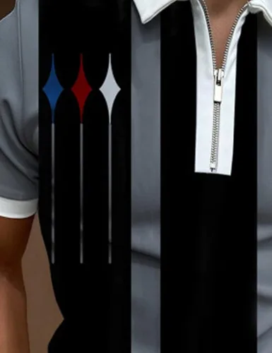 Vista 2 de Hodaweisolp Polo casual de golf de manga corta con cremallera para hombre