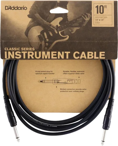 Vista 7 de D'Addario Cable para Guitarra - Cable de Guitarra - 1/4 Pulgada Macho a Macho - Serie Classic - 10 Pies/3.05 Metros - Extremo Recto/Ángulo Derecho